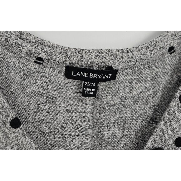 Lane Bryant Women Lightweight Sweater 22/24 Top Gray Black Polka Dot New - Picture 2 of 4